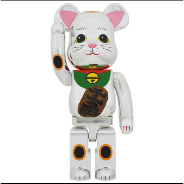 MEDICOM TOY(メディコムトイ)のBE@RBRICK 招き猫 銀メッキ 発光 1000％ ハンドメイドのおもちゃ(フィギュア)の商品写真