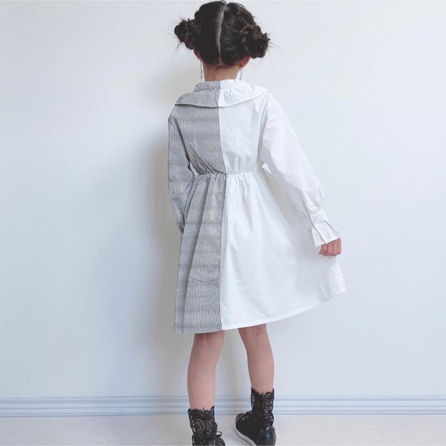 ハーフ ギンガムチェック デザインワンピース キッズ/ベビー/マタニティのキッズ服女の子用(90cm~)(ワンピース)の商品写真