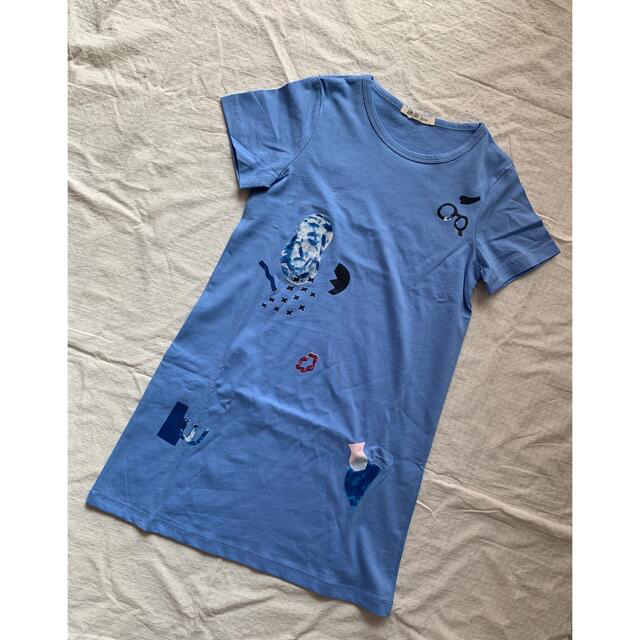 新品タグ付き　女の子　プリント　カットソーAラインTシャツワンピース　130cm キッズ/ベビー/マタニティのキッズ服女の子用(90cm~)(ワンピース)の商品写真