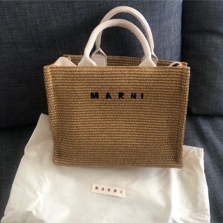 MARNI マルニ ラフィア風 EAST-WEST ロゴトートバッグ