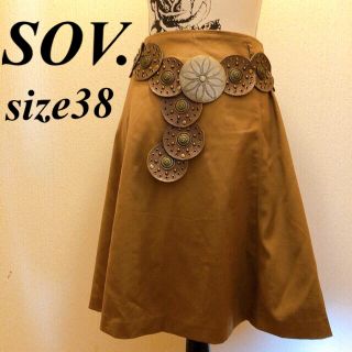 ソブ(Sov.)の★ソプ★ブラウンシンプルフレアスカート★大人コーデ★size38(ひざ丈スカート)