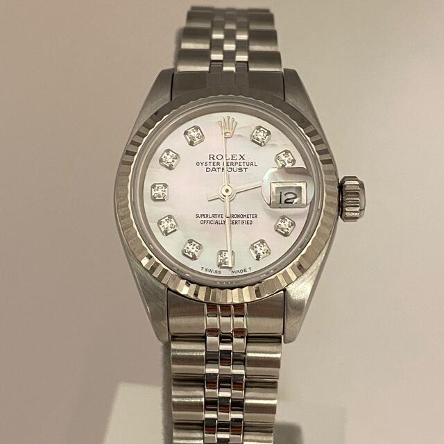 ROLEX(ロレックス)の極美品　ロレックス　69174G シェル×10P デイトジャスト　ホワイト　箱 レディースのファッション小物(腕時計)の商品写真