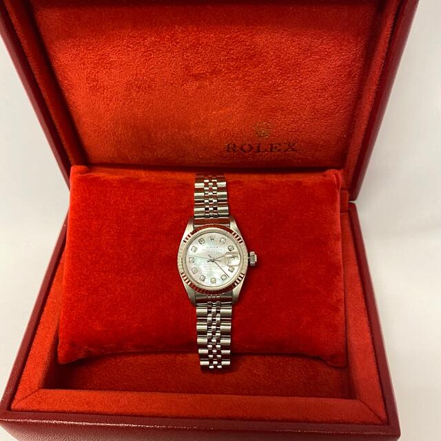 ROLEX(ロレックス)の極美品　ロレックス　69174G シェル×10P デイトジャスト　ホワイト　箱 レディースのファッション小物(腕時計)の商品写真