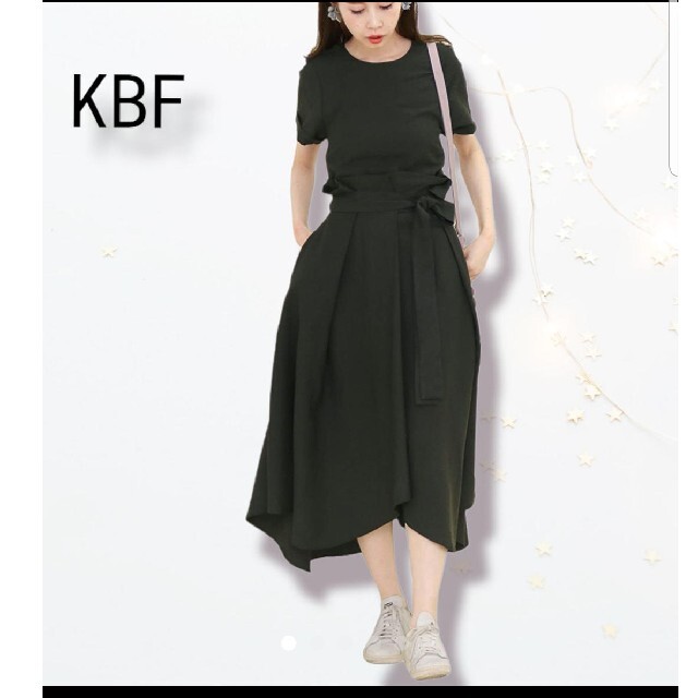 KBF(ケービーエフ)のKBF　イレギュラーヘムリボンワンピース　M レディースのワンピース(ひざ丈ワンピース)の商品写真