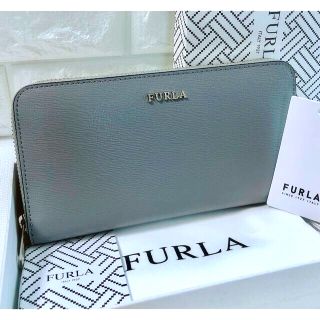 レザー フルラ ジップ アラウンド 長財布 ブルーグレー① L6Amy