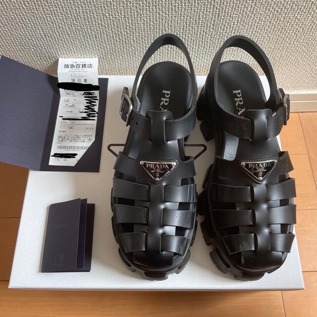 超美品 PRADA プラダ サンダル ブラック 38サイズ 完売品♪ - サンダル