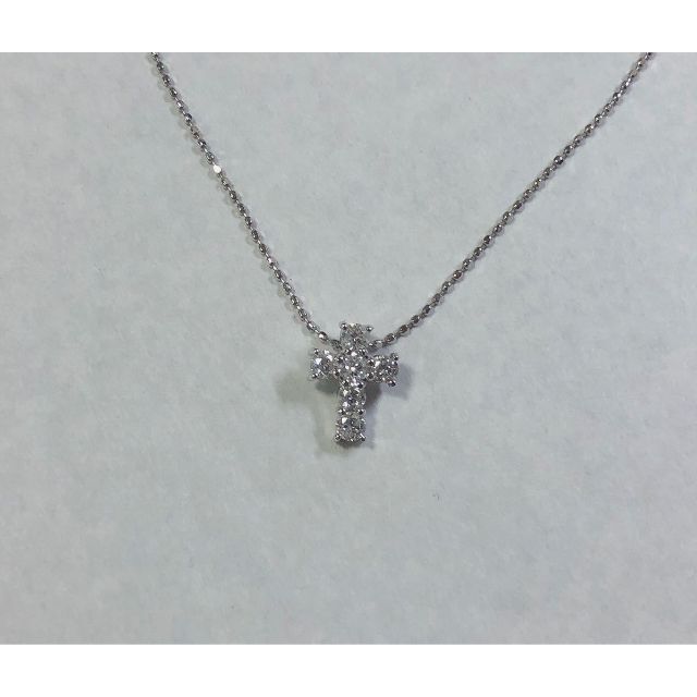 ☆仕上済☆ K18WG ダイヤクロスレディースネックレス 45㎝ 0.30ct