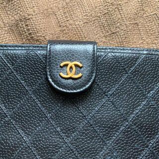 シャネル(CHANEL)のCHANEL シャネル 長財布 ラムスキン ココマーク ガマ口 ブラック レザー(財布)