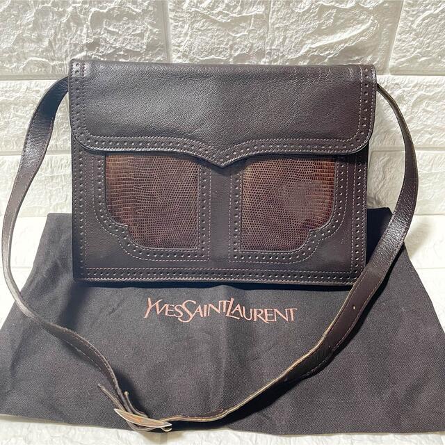 イヴサンローラン カウハイド リザード レザー 2way ショルダー