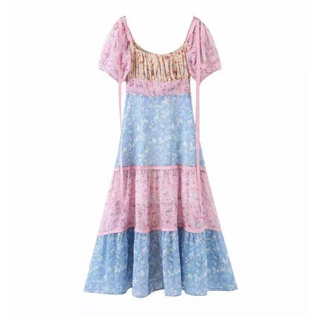 merry jenny(メリージェニー)のpatchwork flower chiffon dress レディースのワンピース(ロングワンピース/マキシワンピース)の商品写真