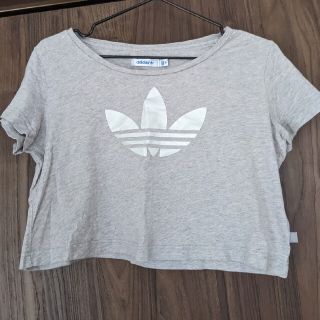 アディダス(adidas)のadidas　Tシャツ　ショート丈　グレー　M(Tシャツ(半袖/袖なし))