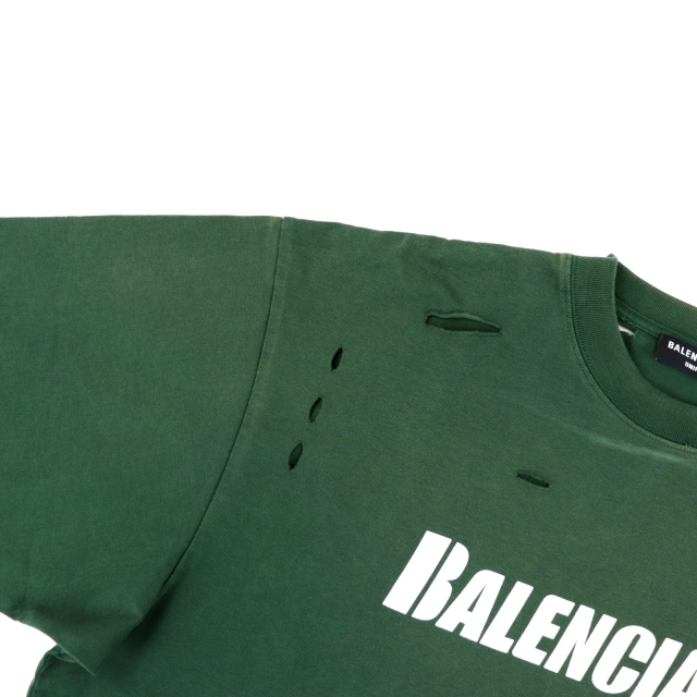 Balenciaga(バレンシアガ)のバレンシアガ 21SS ロゴ ダメージ加工 半袖Ｔシャツ XXS オーバーサイズ メンズのトップス(Tシャツ/カットソー(半袖/袖なし))の商品写真