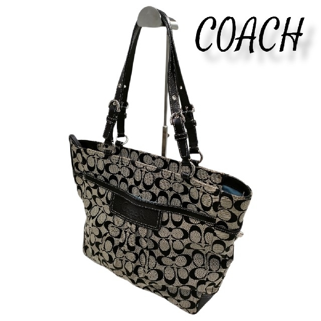 美品　COACH 375 ハンドバッグ　トートバッグ　キャンバス　ブラック　黒