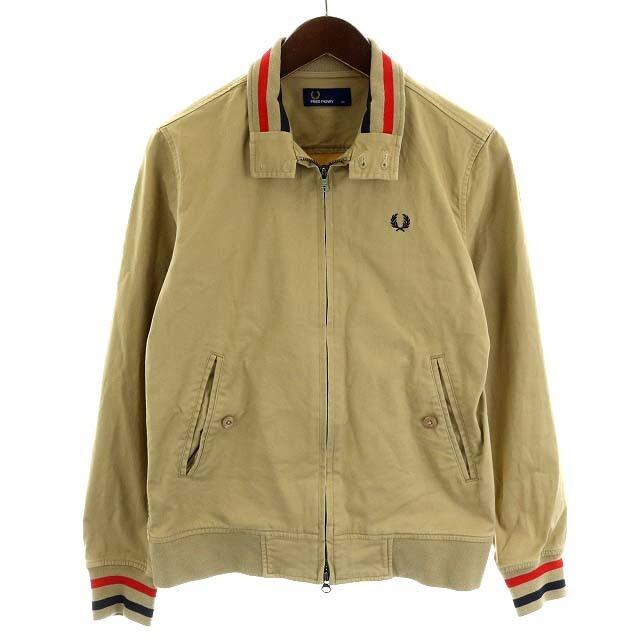 FRED PERRY(フレッドペリー)のフレッドペリー ハリントンジャケット ロゴ 長袖 コットン XS 茶 ブラウン メンズのジャケット/アウター(ブルゾン)の商品写真