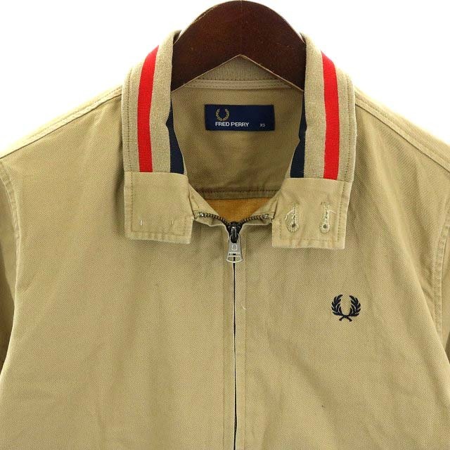 FRED PERRY(フレッドペリー)のフレッドペリー ハリントンジャケット ロゴ 長袖 コットン XS 茶 ブラウン メンズのジャケット/アウター(ブルゾン)の商品写真