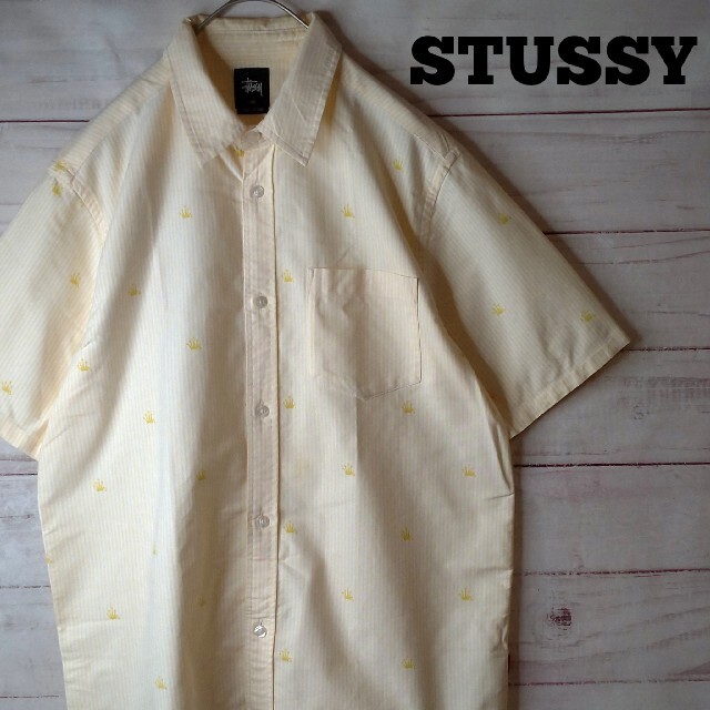 STUSSY(ステューシー)のSTUSSY ステューシー　半袖 ストライプ シャツ　イエロー ホワイト メンズのトップス(シャツ)の商品写真