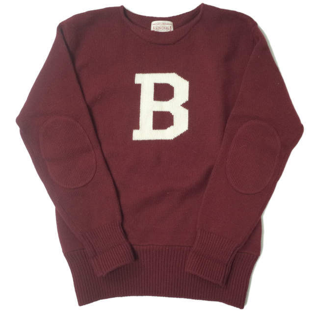 BONCOURA ボンクラ 日本製 B SWEATER Bセーター 38 ワインレッドxホワイト セーター ニット プルオーバー IVY トップス【BONCOURA】