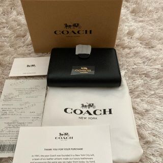 コーチ(COACH)の新品未使用　COACH コーチ　折り財布　シグネチャー　ブラック　(財布)