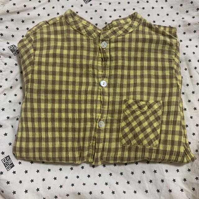 Bonpoint(ボンポワン)のBONTON ノーカラーチェックシャツ  キッズ/ベビー/マタニティのキッズ服男の子用(90cm~)(ブラウス)の商品写真