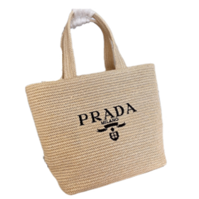 【送料無料】 - PRADA PRADA わら編みの包み  かごバッグ/ストローバッグ
