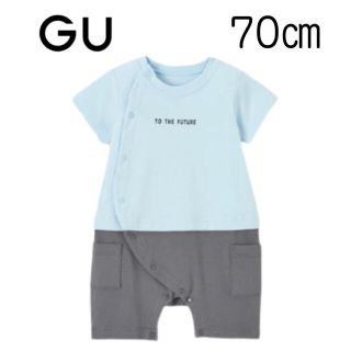 ジーユー(GU)の【新品未使用】GU BABY セパオール (半袖・ロゴ) 70(ロンパース)