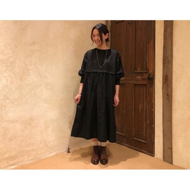 nest Robe(ネストローブ)のnest Robe リネンカラーレス2way比翼ワンピース　black レディースのワンピース(ロングワンピース/マキシワンピース)の商品写真