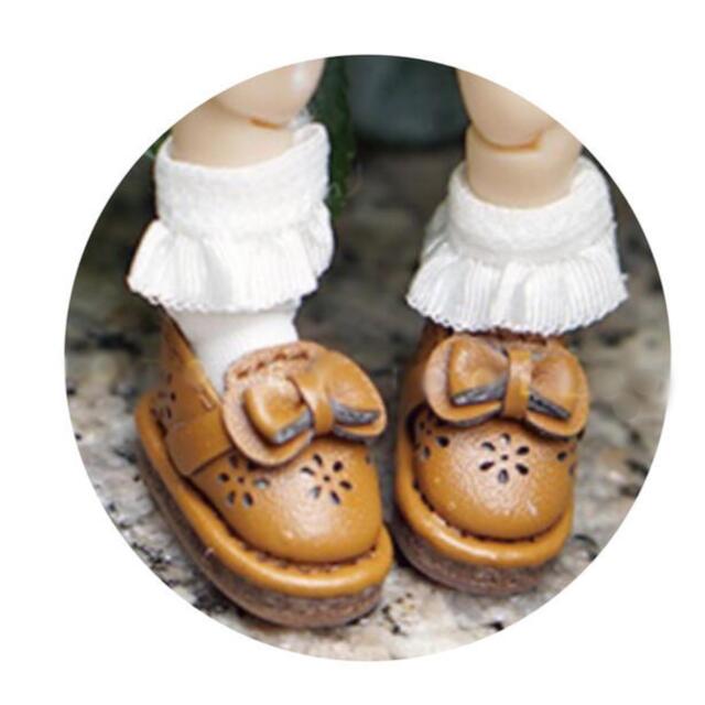 オビツ11 靴　リボン靴　ブラウン ハンドメイドのぬいぐるみ/人形(人形)の商品写真
