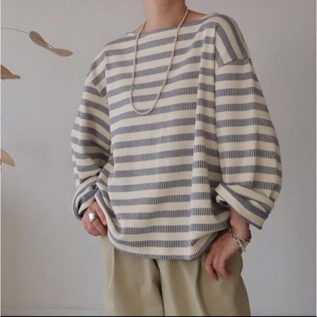ARGUE　French Antique Border Pullover ブルー