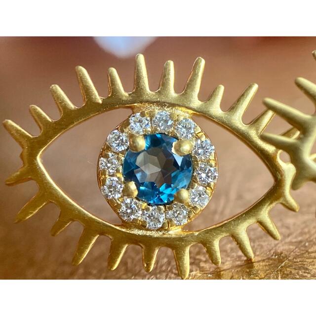 Evil Eye✨キラッキラ✨天然ターコイズダイヤモンド取り巻きピアス