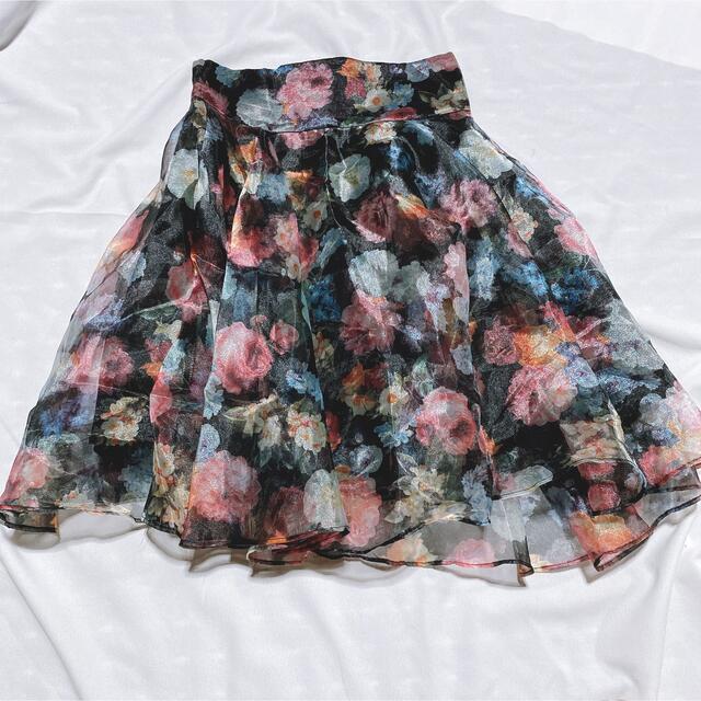 オーガンジー　韓国　スカート レディースのスカート(ひざ丈スカート)の商品写真