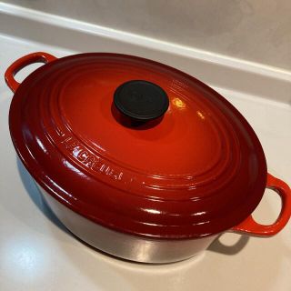 ルクルーゼ(LE CREUSET)のル・クルーゼ　オーバル レッド 27cm 美品(鍋/フライパン)