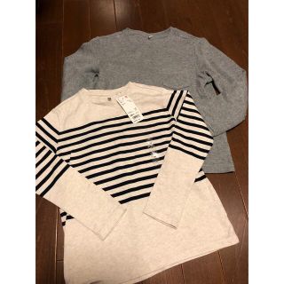 ユニクロ(UNIQLO)の新品タグ付きロンT＆美品のロンT☆両方ユニクロのロンT2枚セット140cm(Tシャツ/カットソー)