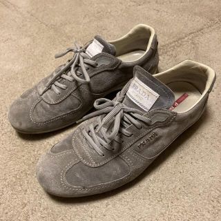 プラダ　PRADA ローカットスニーカー　スエード　グレー　US5.5