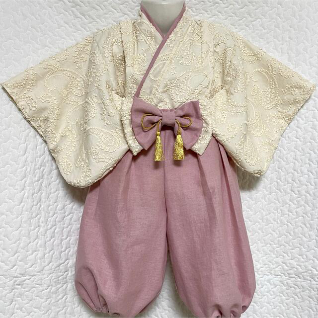 ベビー袴 女の子 ハンドメイド袴 完成品 80~90 キッズ/ベビー/マタニティのキッズ服女の子用(90cm~)(和服/着物)の商品写真