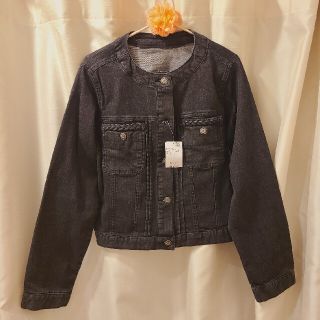 アクシーズファム(axes femme)の新品　axes femme　アクシーズファム　ノーカラーデニムジャケット　黒(Gジャン/デニムジャケット)