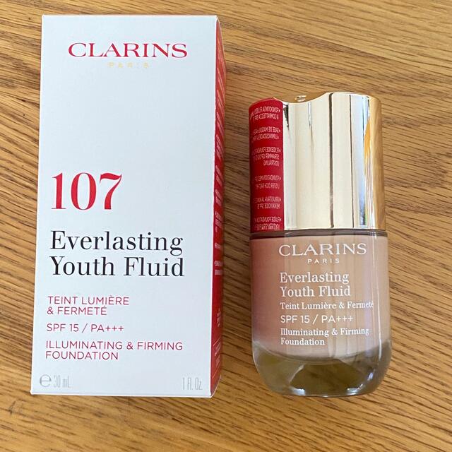 CLARINS(クラランス)の＊新品同様＊　クラランス　エヴァーラスティングユースフルイド　#107 コスメ/美容のベースメイク/化粧品(ファンデーション)の商品写真