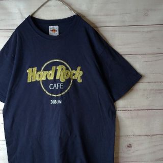 ハードロックカフェ(Hard Rock CAFE)のハードロックカフェ　ビッグロゴ Tシャツ　紺　S(Tシャツ/カットソー(半袖/袖なし))