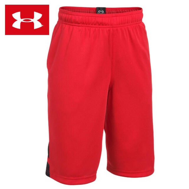 UNDER ARMOUR(アンダーアーマー)の40%オフ アンダーアーマー ハーフパンツ 160 YXL レッド ジュニア キッズ/ベビー/マタニティのキッズ服男の子用(90cm~)(パンツ/スパッツ)の商品写真