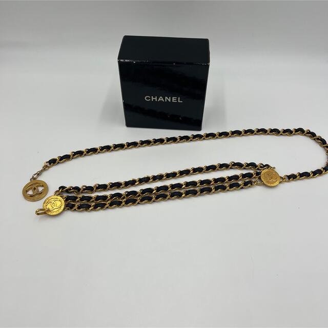 CHANEL シャネル ココマーク 3連チェーンベルト 喜平 ラムスキン