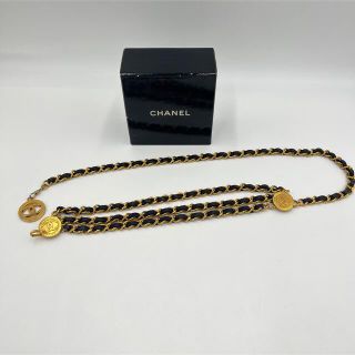 CHANEL シャネル ココマーク 3連チェーンベルト 喜平 ラムスキン-