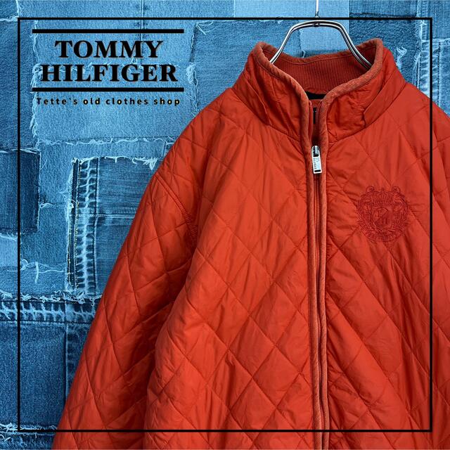 TOMMY JEANS キルティングジャケット リバーシブル チェック 刺繍ロゴ-