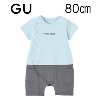 ジーユー(GU)の【新品未使用】GU BABY セパオール (半袖・ロゴ) 80(ロンパース)