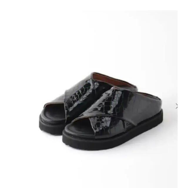 Jil Sander - 新品GANNIガニーbelly croc エナメルサンダル 37ブラック