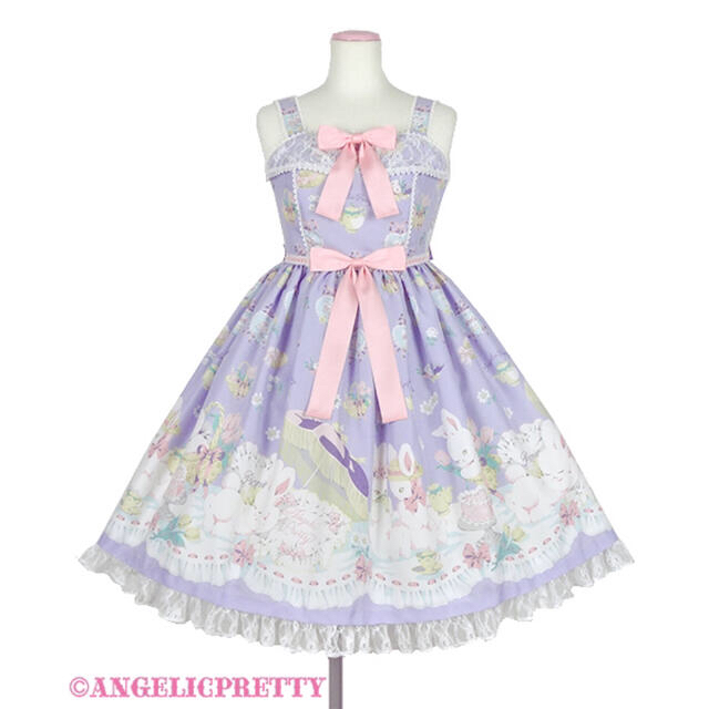 Angelic Pretty(アンジェリックプリティー)のうさぎのpicnic party JSK＋KCセット レディースのワンピース(ひざ丈ワンピース)の商品写真