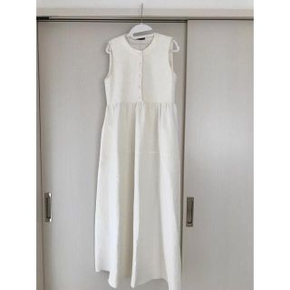 ザラ(ZARA)のZARA ラスティックワンピース　白(ロングワンピース/マキシワンピース)