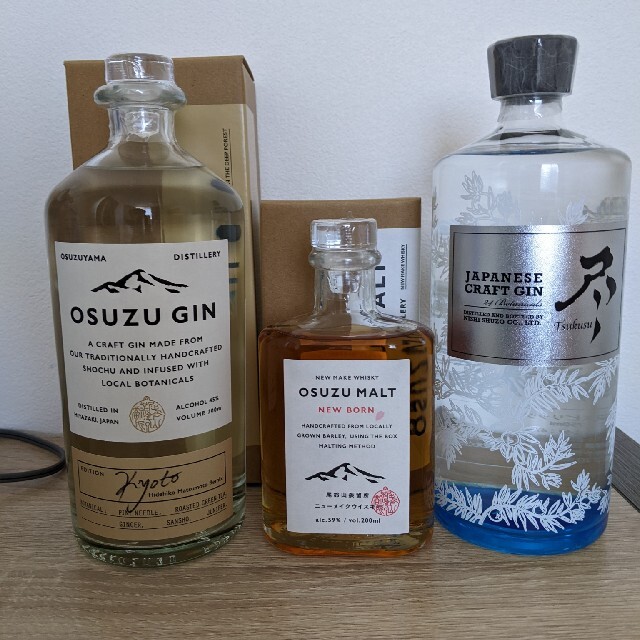 OSUZU GIN KYOTO、OSUZU MALT 、ジャパニーズクラフトジ尽 食品/飲料/酒の酒(蒸留酒/スピリッツ)の商品写真