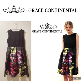 グレースコンチネンタル(GRACE CONTINENTAL)の【Grace Class】完売♡ボーダージャガードフラワーワンピース　ドレス(ミディアムドレス)
