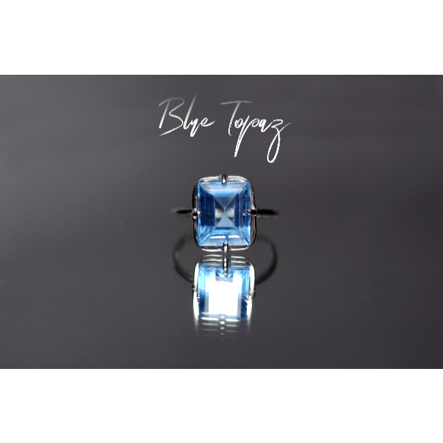新作『ブルートパーズ』世界でひとつの天然石リングsv925+ロジウムコーティング レディースのアクセサリー(リング(指輪))の商品写真