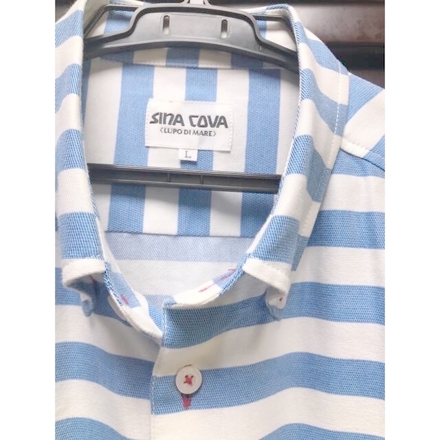 SINACOVA(シナコバ)の【シナコバ】半袖ボーダー柄シャツ〈Lサイズ〉 メンズのトップス(シャツ)の商品写真