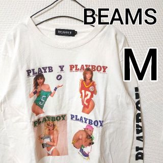 ビームス(BEAMS)のBEAMS × PLAYBOY 長袖Tシャツ ホワイト メンズ M ビームス(Tシャツ/カットソー(七分/長袖))